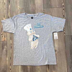 Kids gray Pillsbury doughboy got cookies, graphic tee